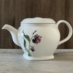 John Hinde Ireland Wildflowers Covered White Glazed Porcelain Teapot Seven Cups